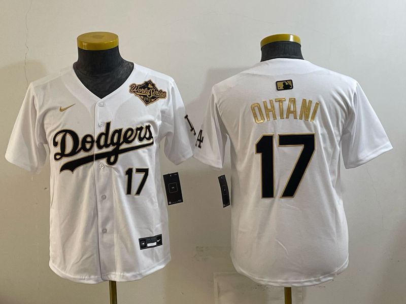 Youth 2026 Los Angeles Dodgers #17 Ohtani White Gold Game Nike MLB Jersey style 007